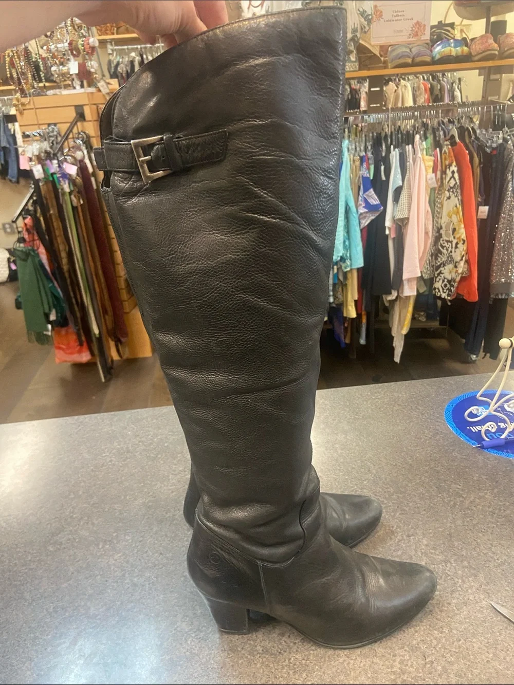 Born Black Over-the-Knee Leather Boots